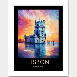 A Pop Art Travel Print of Lisbon - Portugal Posters and Art